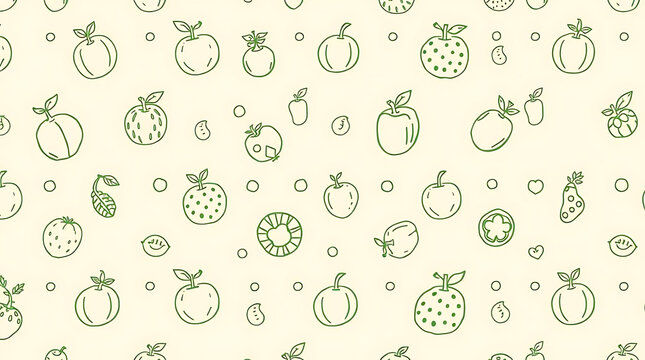 Fruit Doodle Pattern with Apples and Citrus