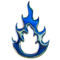 Metallic Tribal Flame Symbol – 3D Render on Transparent Background