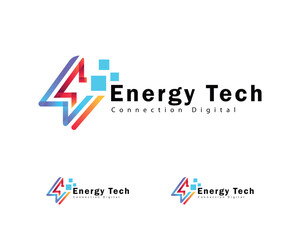 Energy tech logo creative electric digital connect business
