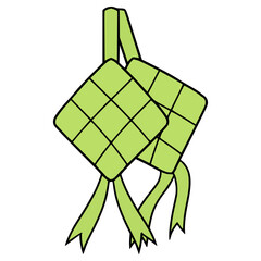 ketupat illustration hand drawn isolated vector