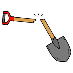 broken shovel illustration hand drawn isolated vector