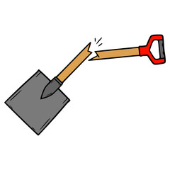 broken shovel illustration hand drawn isolated vector