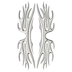 Fototapeta premium Tribal chrome shape 3D render on transparent background