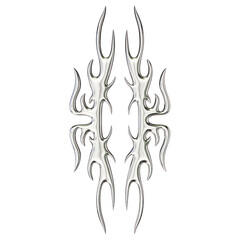 Tribal chrome shape 3D render on transparent background