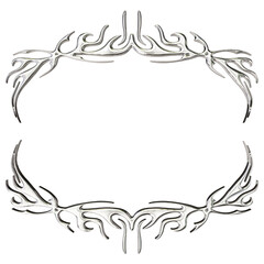 Tribal chrome shape 3D render on transparent background