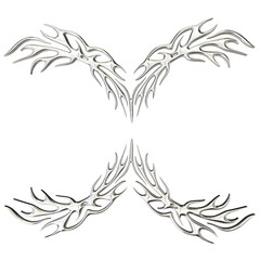 Tribal chrome shape 3D render on transparent background