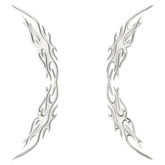 Tribal chrome shape 3D render on transparent background