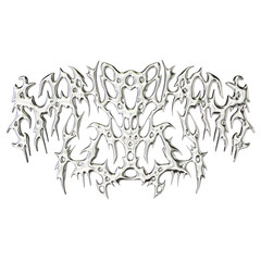 Tribal chrome shape 3D render on transparent background