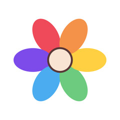 Flower in LGBTQ+ pride colors. Vector illustration.
