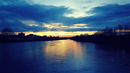 Naklejka premium sunrise over the river