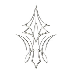 Tribal chrome shape 3D render on transparent background