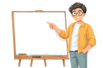 Confident Teacher in Action – Isolated on Transparent