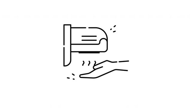 line art Hand dryer drying a hand icon animation design