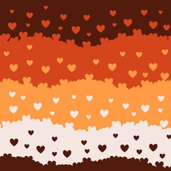 Seamless love pattern with heart shapes and cloud-like layers in warm orange, brown, and cream tones. Ideal for autumn romance themes, Valentine's Day, and cozy backgrounds.