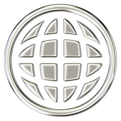 Chrome Earth Globe &ndash; 3D Render on Transparent Background