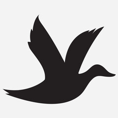 Black Silhouette Duck in Flight Illustration