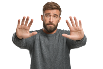 Man Defending or Rejecting – Transparent Background