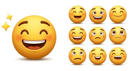Fototapeta premium Emoji Set Expressing Various Emotions