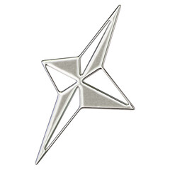 Chrome Y2K Star &ndash; 3D Render on Transparent Background