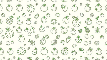 Fruit Vegetable Pattern Doodle Seamless Design
