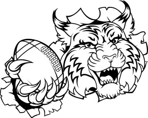A wildcat or bobcat animal American football sports team cartoon mascot