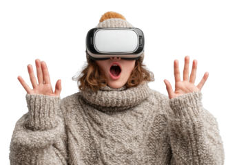 Woman with VR Goggles – Isolated Image
