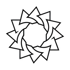 Vector illustration of a green recycle symbol with arrows on a clean white background