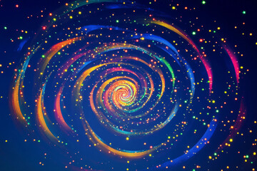 Colorful swirling galaxy creating a mesmerizing vortex effect in space at night