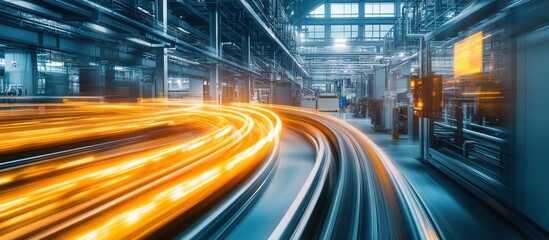 Obraz premium Industrial Factory: Motion Blur of a Conveyor Belt System