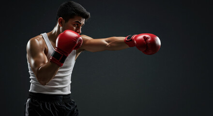 Man boxing stance studio photo