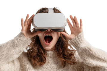 Woman with VR Goggles – Isolated Image