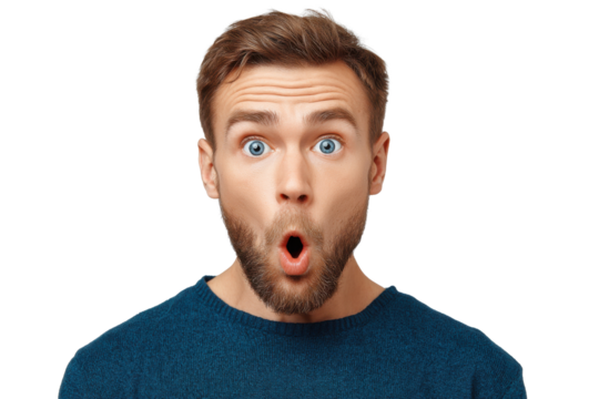 Man with Wide-Eyed Expression – Cutout Image