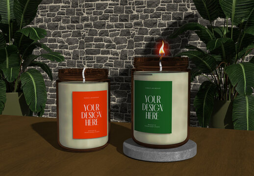 Glass Candle Jar Packaging Mockup