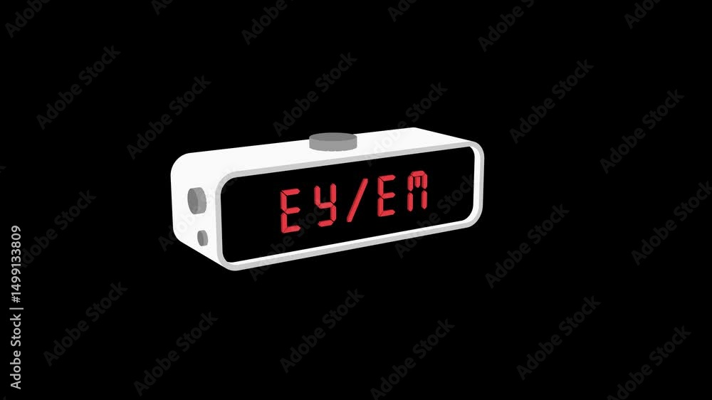 Poster digital alarm clock with ey em on display