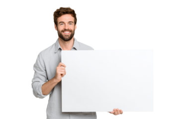 Man with Blank Paper in Hands – Transparent Image