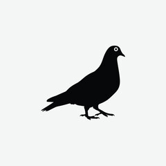 Minimalist Black Dove Silhouette on White Background – Elegant Walking Pose Vector Design