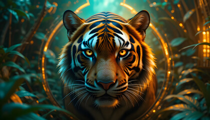 Majestic Tiger in Enchanting Jungle Setting. Cool Wallpaper