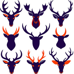 Deer head icon design of black silhouette vector illustration on white background