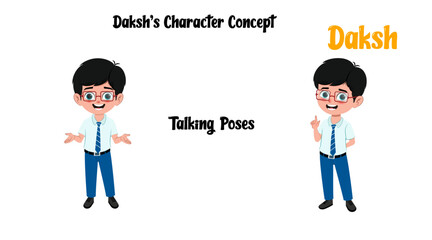 Schhol boy talking vector cartoon character illustration