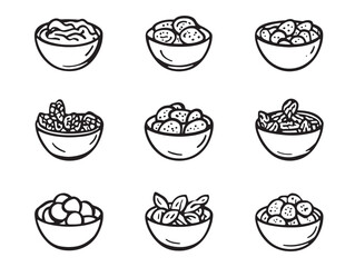 Simple Granola Cereal Illustration Healthy Food Outline Design