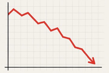 Obraz premium A red downward trending graph