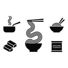 Authentic ramen creation with steamy broth fresh noodles and fiery spices a black minimalist vector