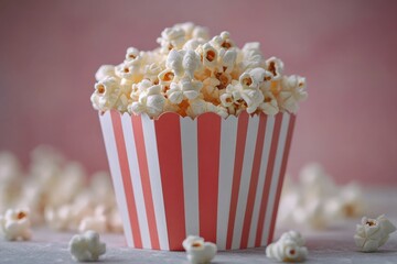 Popcorn in a striped container