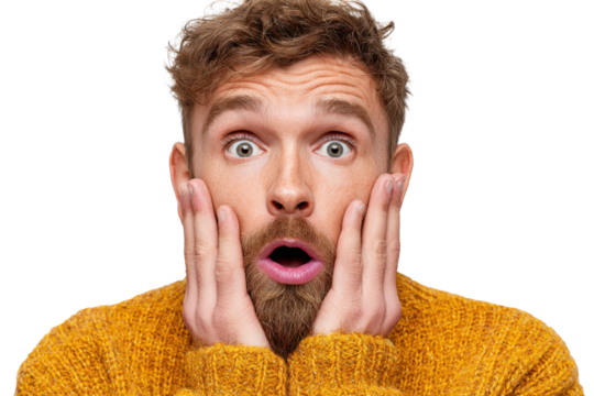 Surprised Man Expression – Transparent Background
