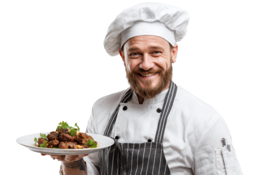 Cooking Professional Displaying Dish – PNG Cutout