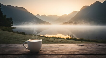 Morning coffee by the lake