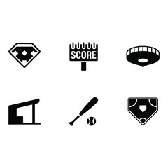Baseball icons showcasing love for the game showcasing stadium bat ball and home plate with vector