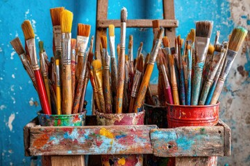 Vibrant Artistic Tools on a Colorful Backdrop