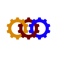 Isolated line art gear wheels logo design