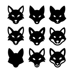 Fototapeta premium fox head icon design of black shape silhouette vector illustration on white